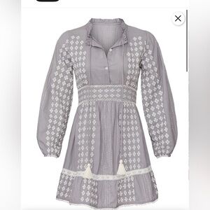 Area stars Tia drs tunic grey embroidered buttons up the front tassels  small